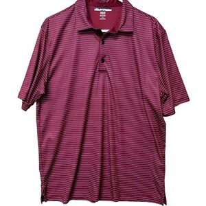 Greg Norman Playdry ML75 Polo Shirt Men's Size L Plum Striped Performance